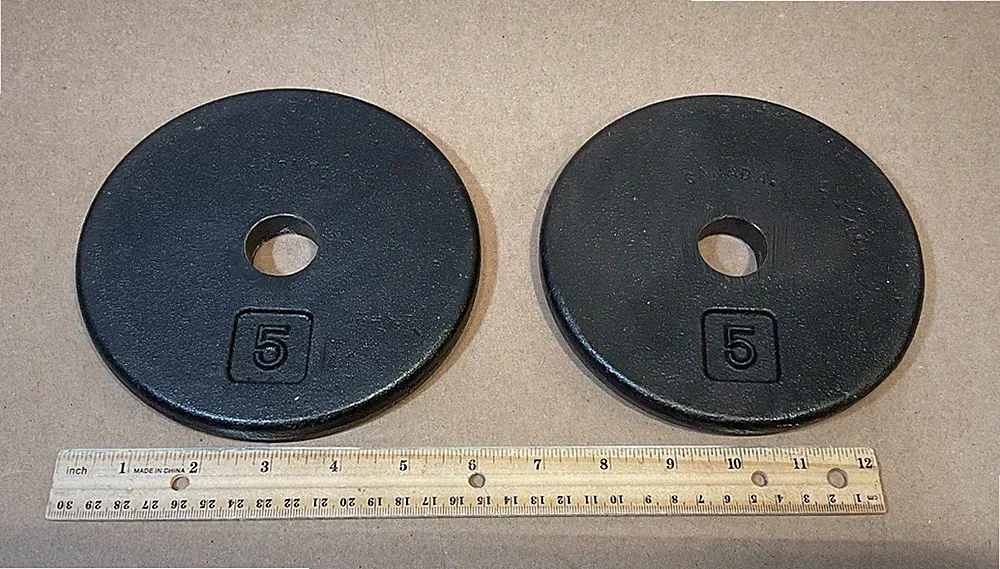 Pair 5 Lb Dumbbells Set Weight Plates Marked Canada