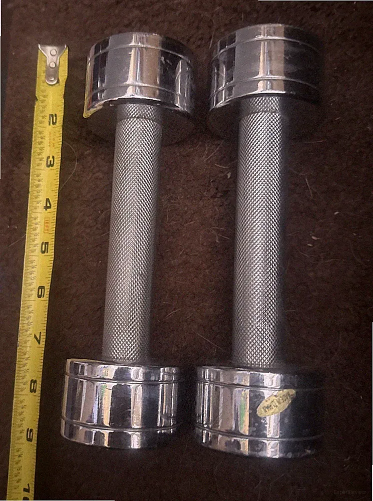 Pair 5s Chrome Steel Knurled Dumbbell 5 lbs Hand Weights Vintage Rare Steel Iron