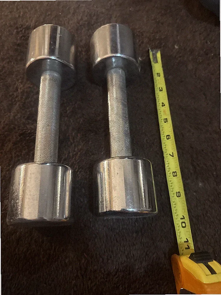 Pair Chrome Dumbbells with Handle 8 lbs 16 Lbs Total Weight Vintage Steel Ader