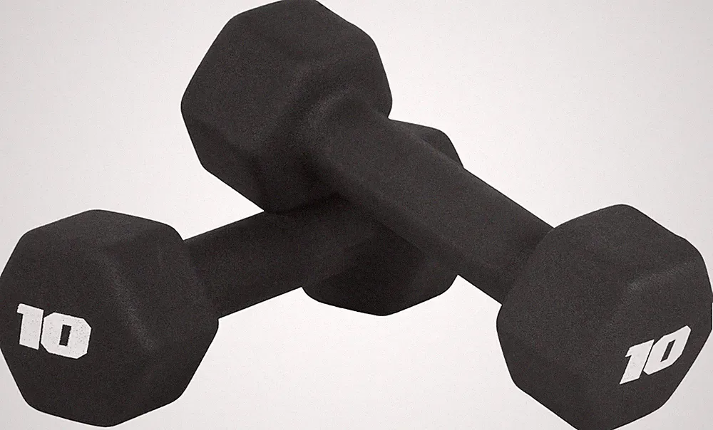 Pair Dumbbell 2x Neoprene Coated Hex Dumbbell 2/3/4/5/6/7/8/9/10/12/15lb, Black