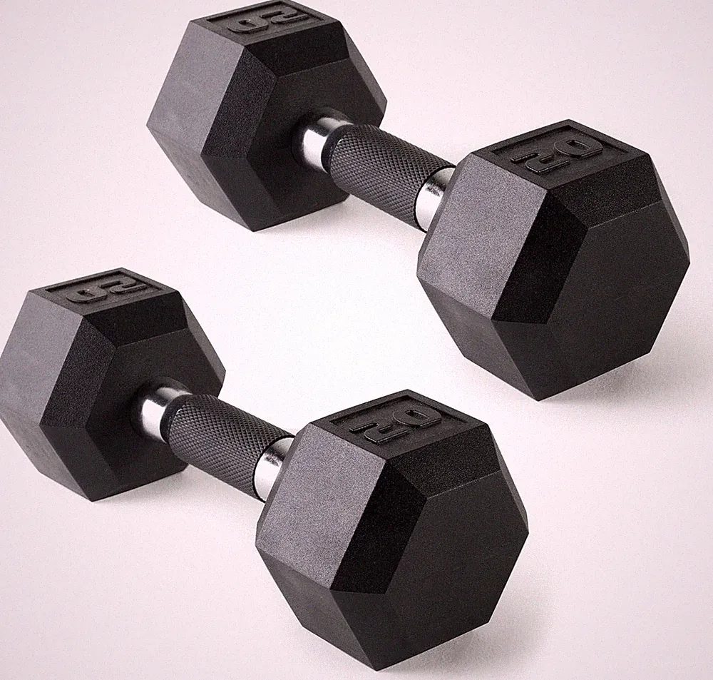 2x Dumbbells Pair Coated Rubber Dumbbell 3/5/8/10/12/15/20/25/30/35/40/45/50LB