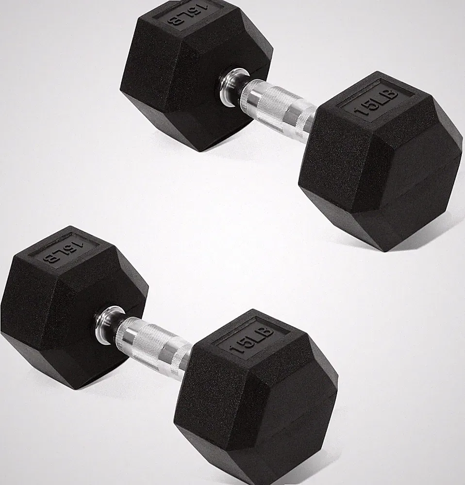 Pair Hex Dumbbell Rubber Coated Hand Weight 5/10/15/20/25/30/35/40/45/50LB Pair