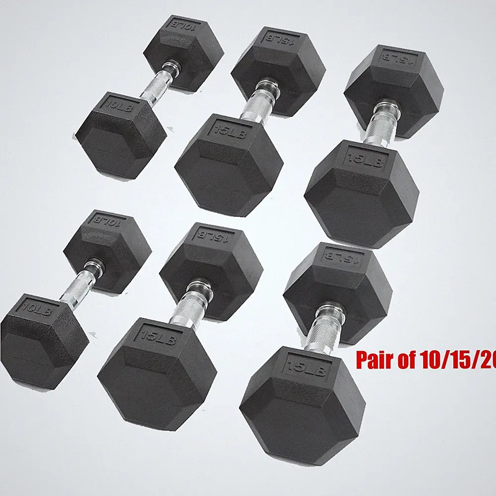 Pair of 10/15/20 Hex Dumbbell Set Hand Weights Dumbbells Pair Strength Training