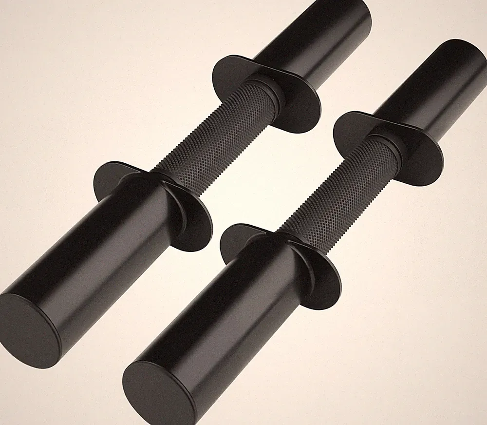 Pair of 16" Olympic Dumbbell Handles for 2-Inch Plates, Loadable Dumbbell Bars w