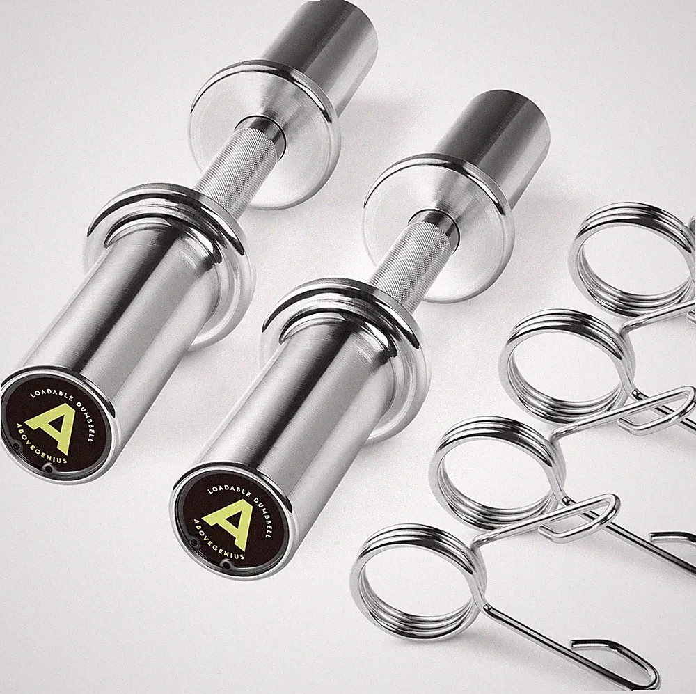 Pair of 16" Olympic Dumbbell Handles, Loadable Dumbbell Bars