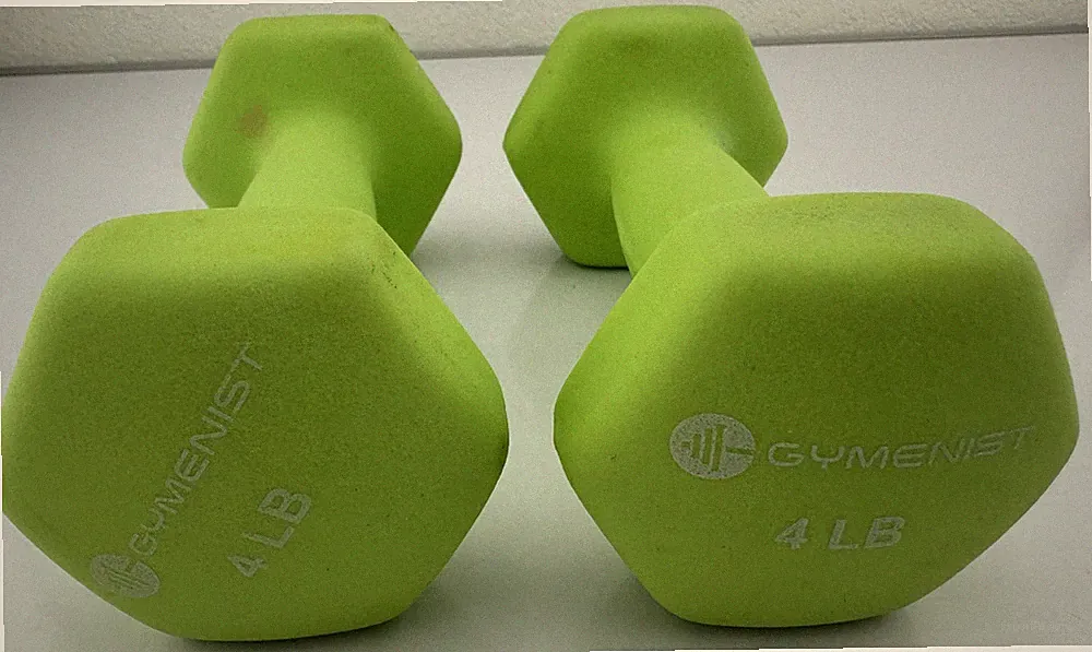 Pair of 4 lb Gymenist Light Green Neoprene Dumbbells Total 8 lbs