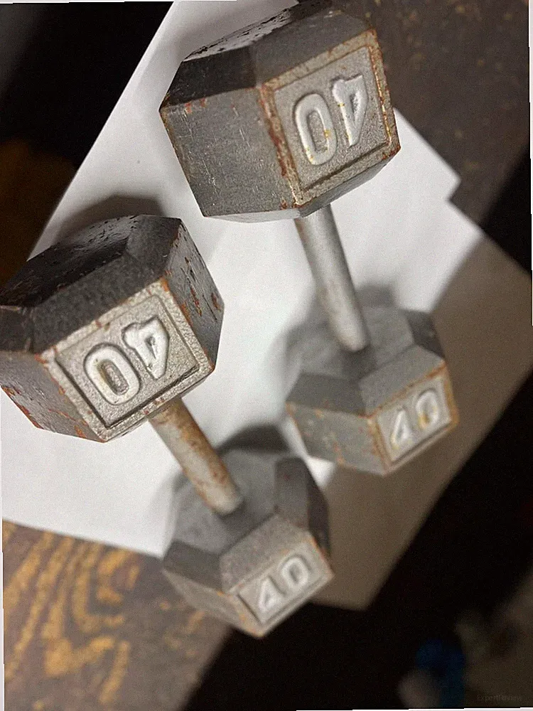 Pair of 40 lb Hex Dumbbells - Cast Iron Weights