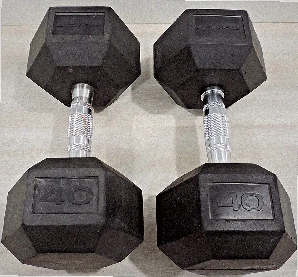 Pair of 40lb Tru-Grit Rubber Coated Hex Dumbells