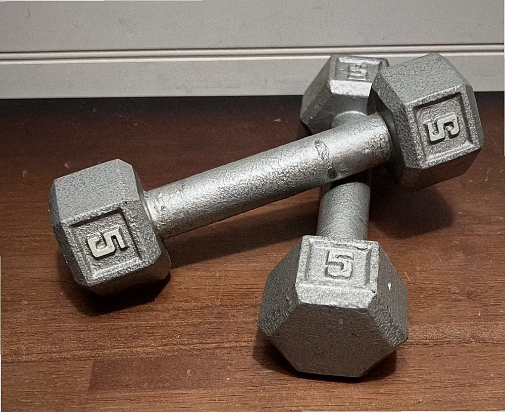 Pair of 5lb Hex Style iron Dumbbells Hand Weights 10 pounds total