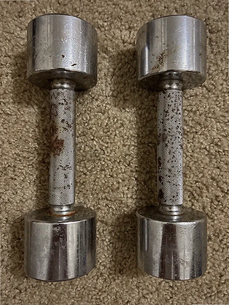 Pair of 8 Pound Pair Chrome DP Dumbbells 16LBS Total Weights Screw on Heads