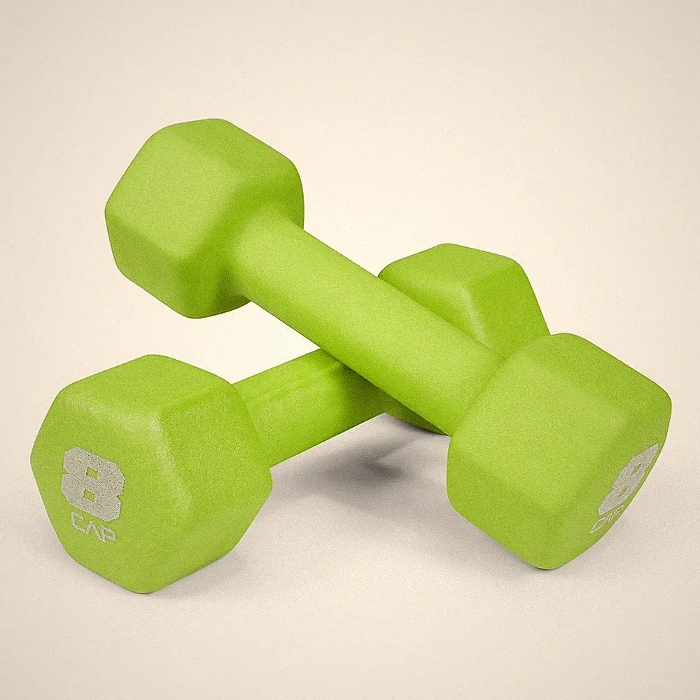 Pair of 8lb Green Neoprene Dumbbell Set for Home Gym Fitness Workout