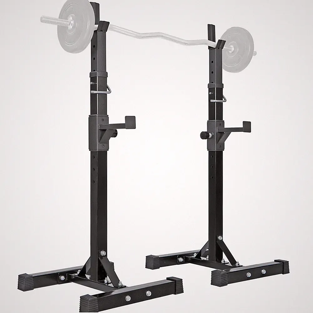 Pair of Adjustable Height 40"-66" Portable Dumbbell Racks Sturdy Steel Squat...