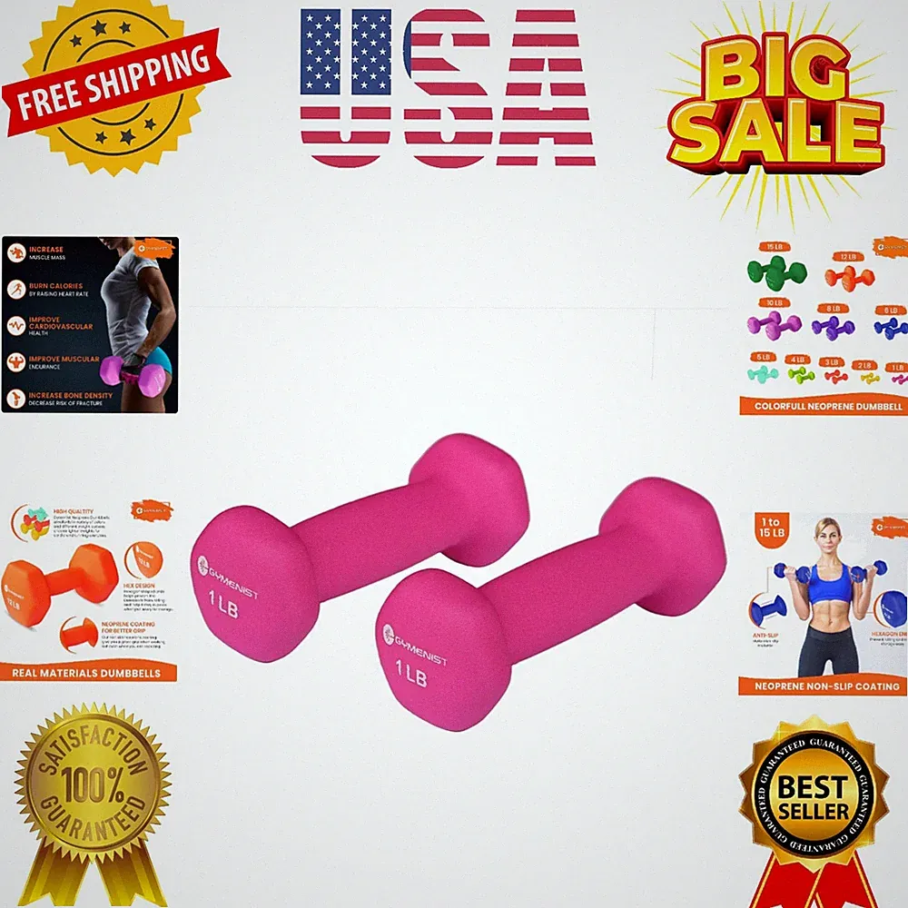 Pair of Dumbbells Set of 2 Soft Non Slip Grip Dumbbells Pair Covered with Neo...