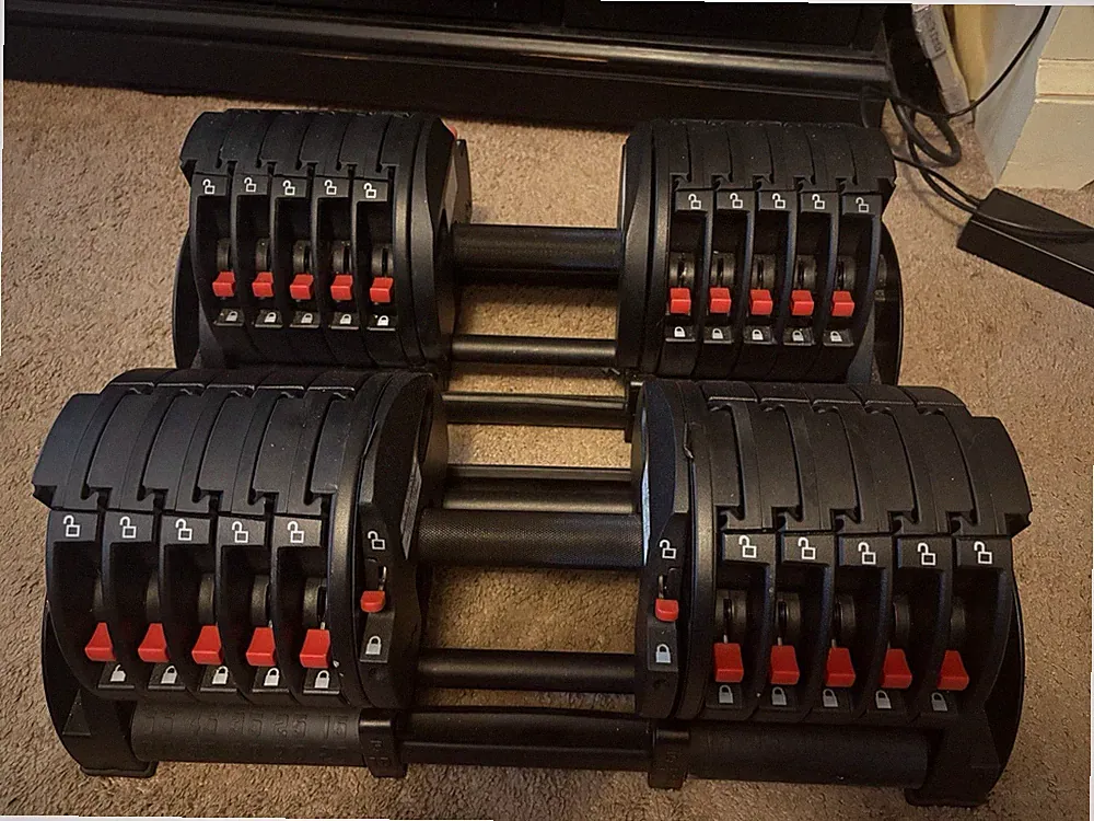 Pair of REP Quickdraw Adjustable Dumbbells, 60 Lb Each, Steel