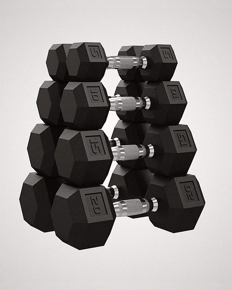 Pair of Rubber Coated Hex Dumbbell Hand Weight Set, 5lb to 50 Pound for Home Gym