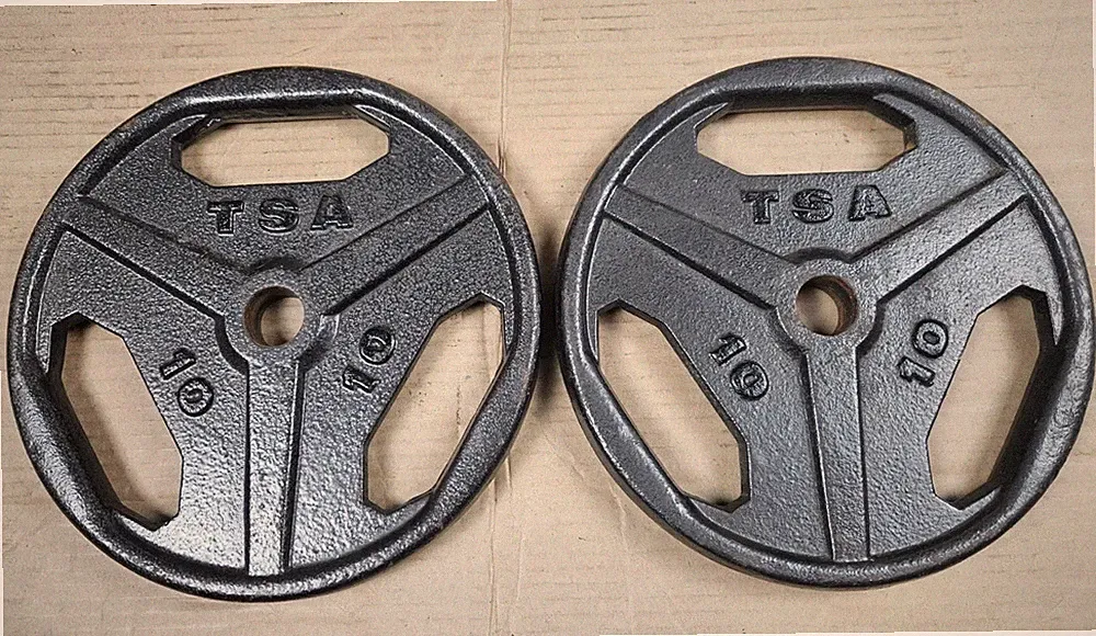 Pair of TSA 10 Lb Weight Plates Grip Standard Size 1" Barbell 20lbs Total