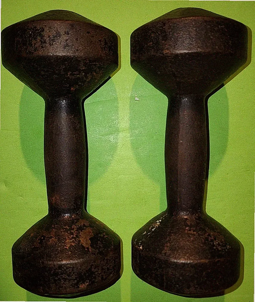 Pair of Vintage Cast Iron 10 lb Dumbbells Nice Condition