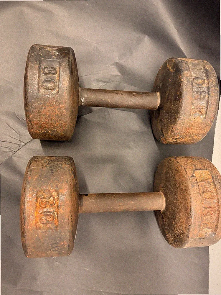 cast iron dumbbells 30 lbs