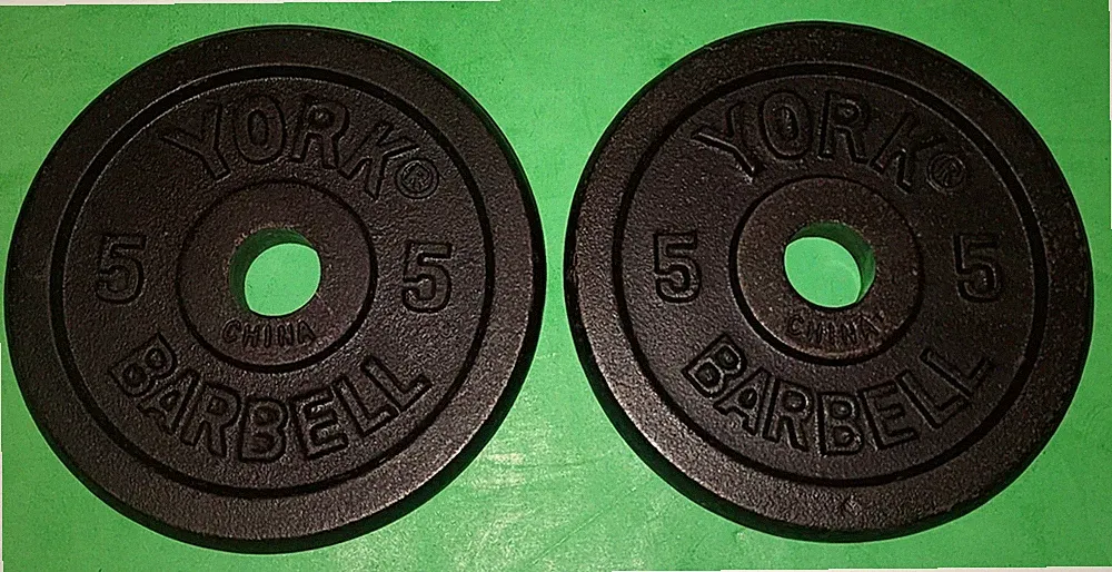 Pair of York 5 lb (2.2 kg) Barbell / Dumbbell Weight Plates Nice