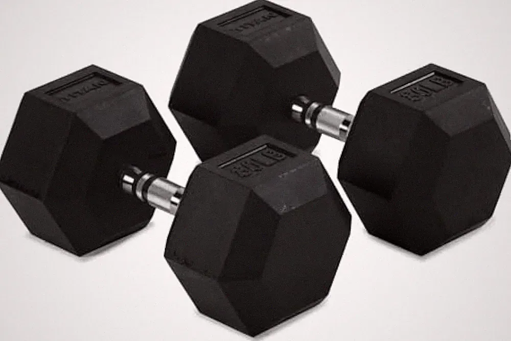Pair Rubber Coated Hex Dumbbells Roll-Resistant Hexagonal Free Weights