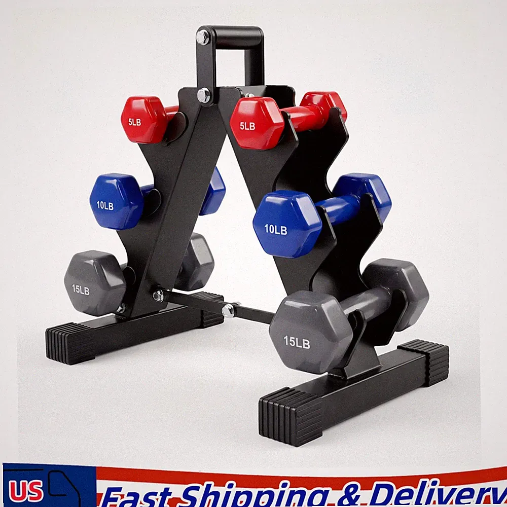 Pairs 5+10+15 LB Neoprene Dumbbell Free Hand Weight Set with Rack