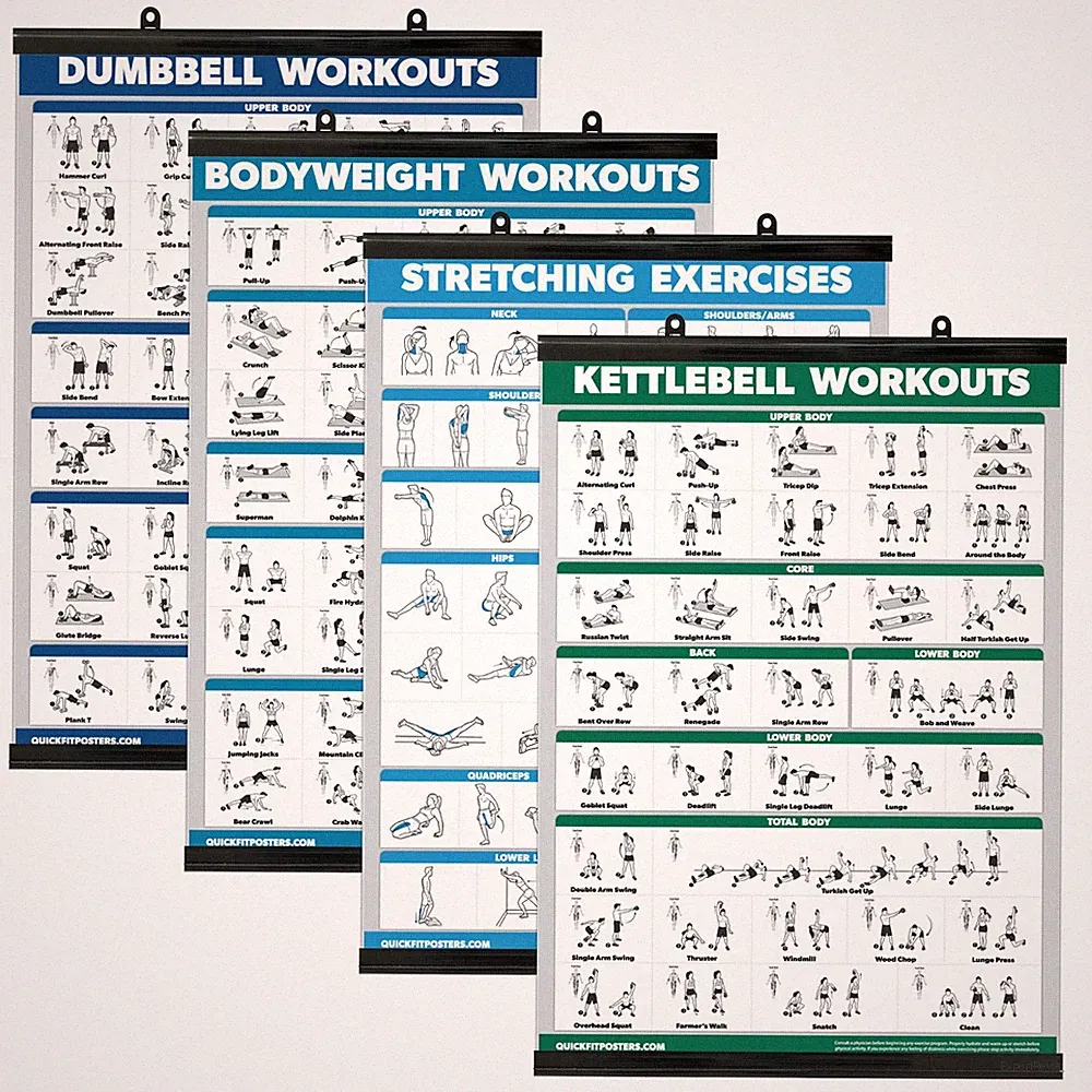 Palace Learning 4 Pack - Dumbbell Workouts + 18” x 24”, WITH PLASTIC FRAME