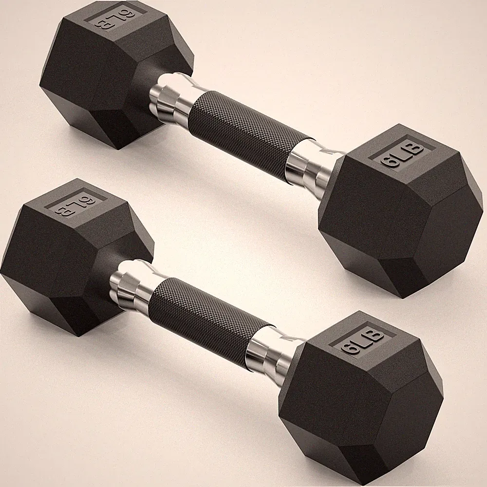 papababe Dumbbells 6 lb Rubber Grip Pair