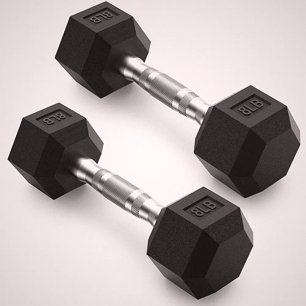 PAPABABE HEX Dumbbell Set 2.5-125lb, Rubber Encased Home Gym Dumbbells, Exerc...