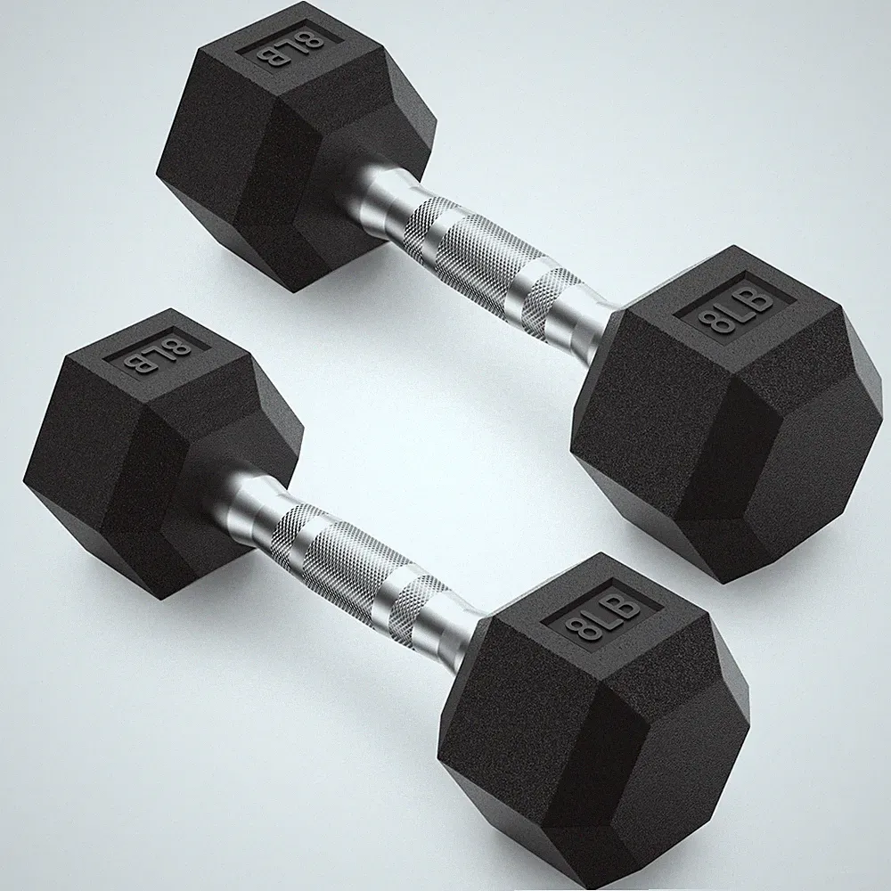 PAPABABE HEX Dumbbell Set 2.5-125lb, Rubber Encased Home Gym Dumbbells, Exerc...