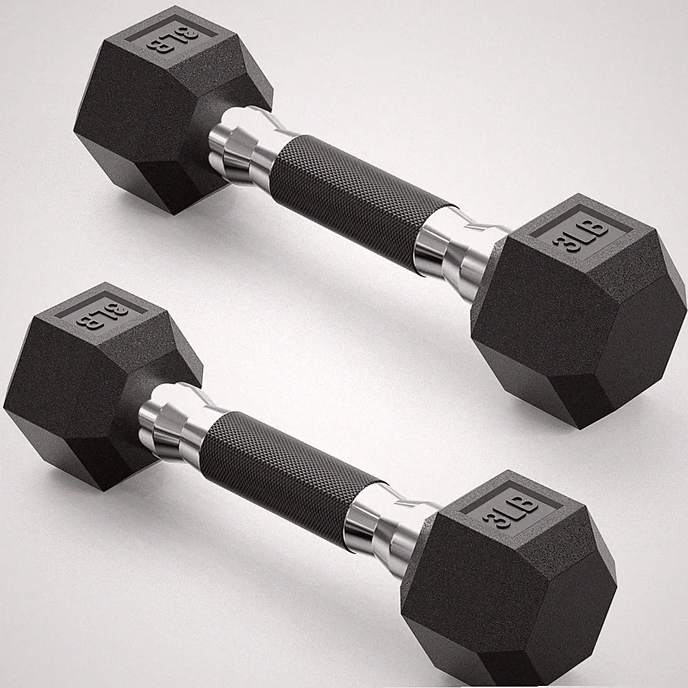 PAPABABE Hex Dumbbell Set of 2, 3 lb dumbbells pair, 3 Pound Weight Dumbbells...
