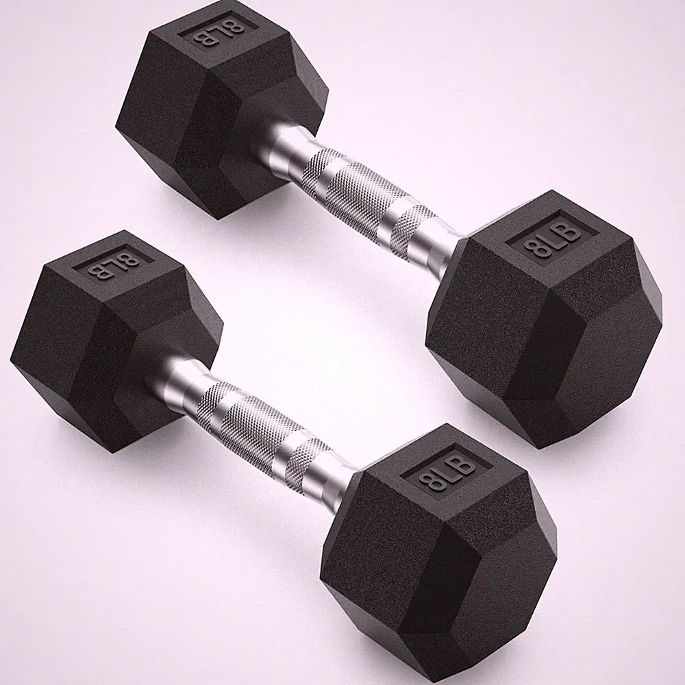 PAPABABE Hex Dumbbells Set of 2, 8lbs Pair, 8 8 lb, Black