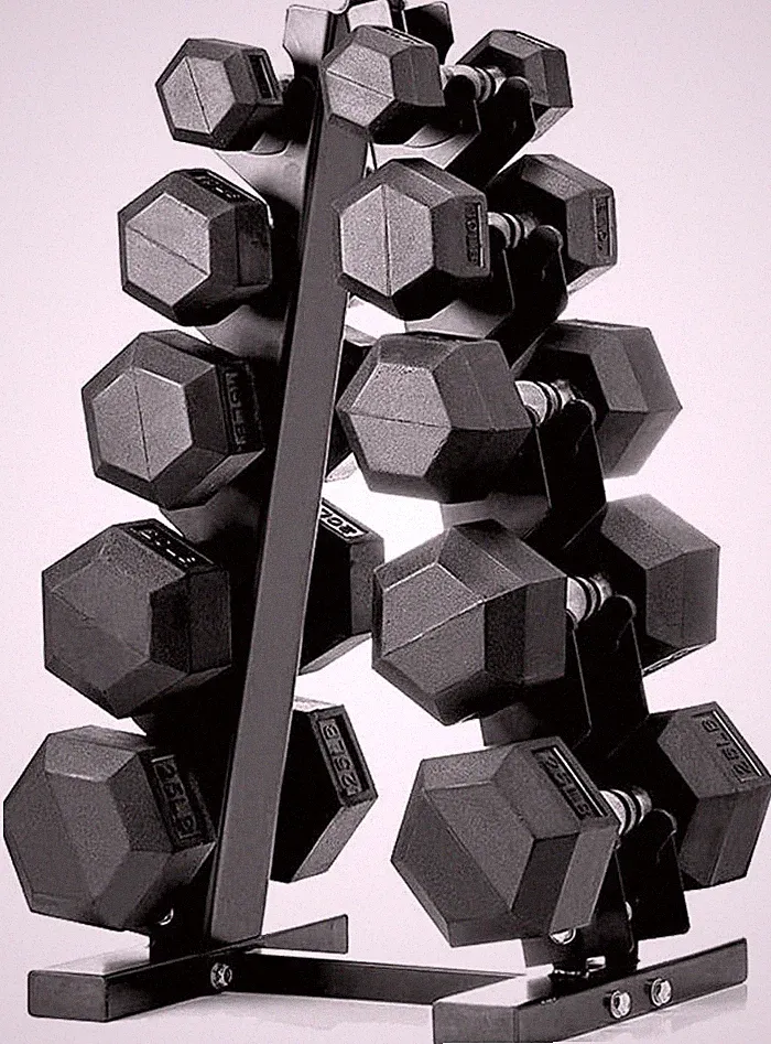 PapaBabe Rubber Dumbbell Set Encased Hex Free Weights with A-Stand 150 LBS