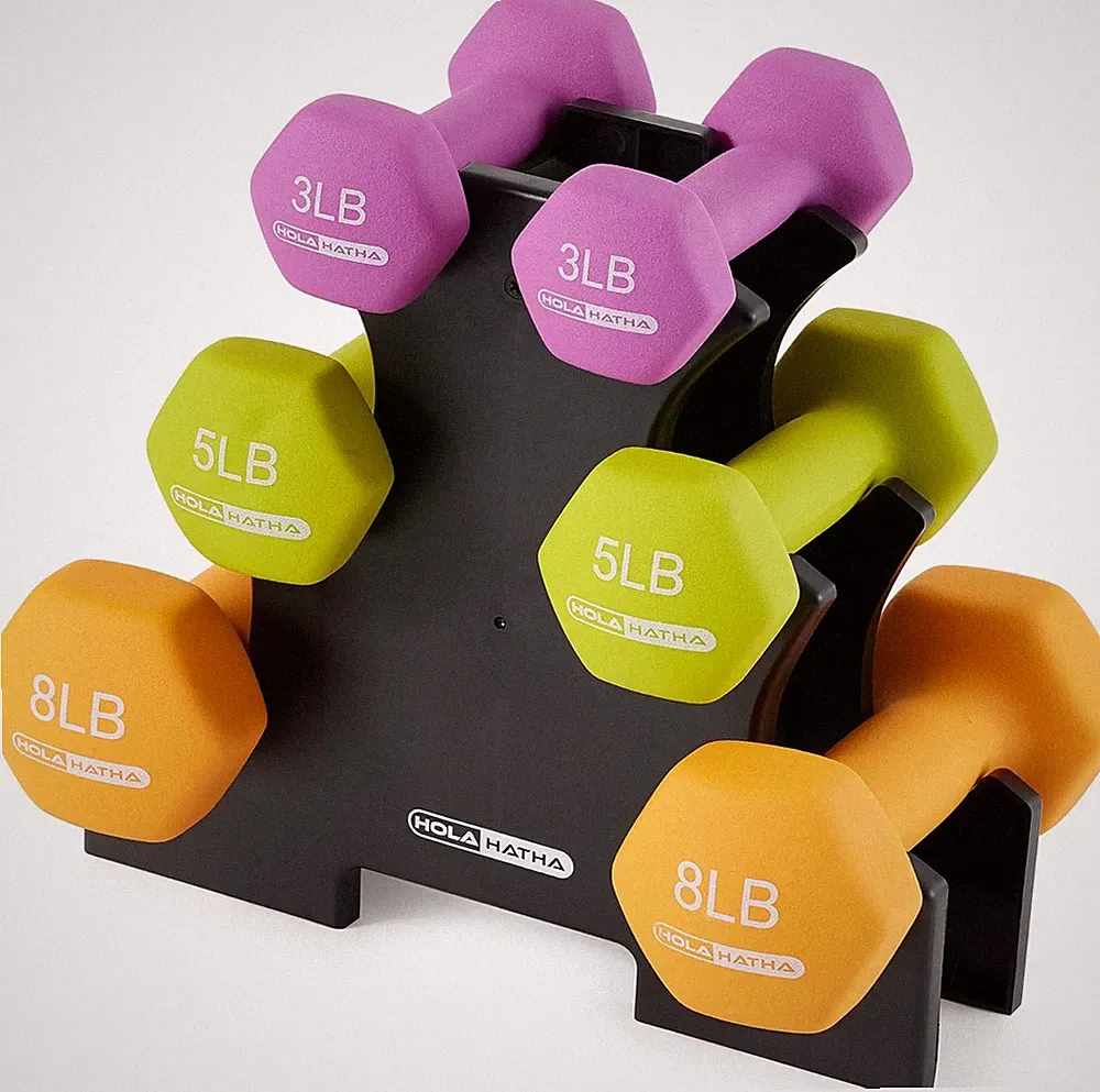 Pastel Neoprene Dumbbell Set with Rack - 2 to 10 lbs for Home Workouts