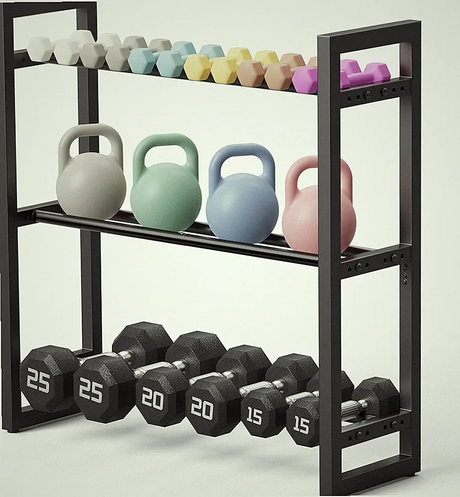 Pickpiff Adjustable 3-Tier Dumbbell Rack – Heavy-Duty Metal Weight Black