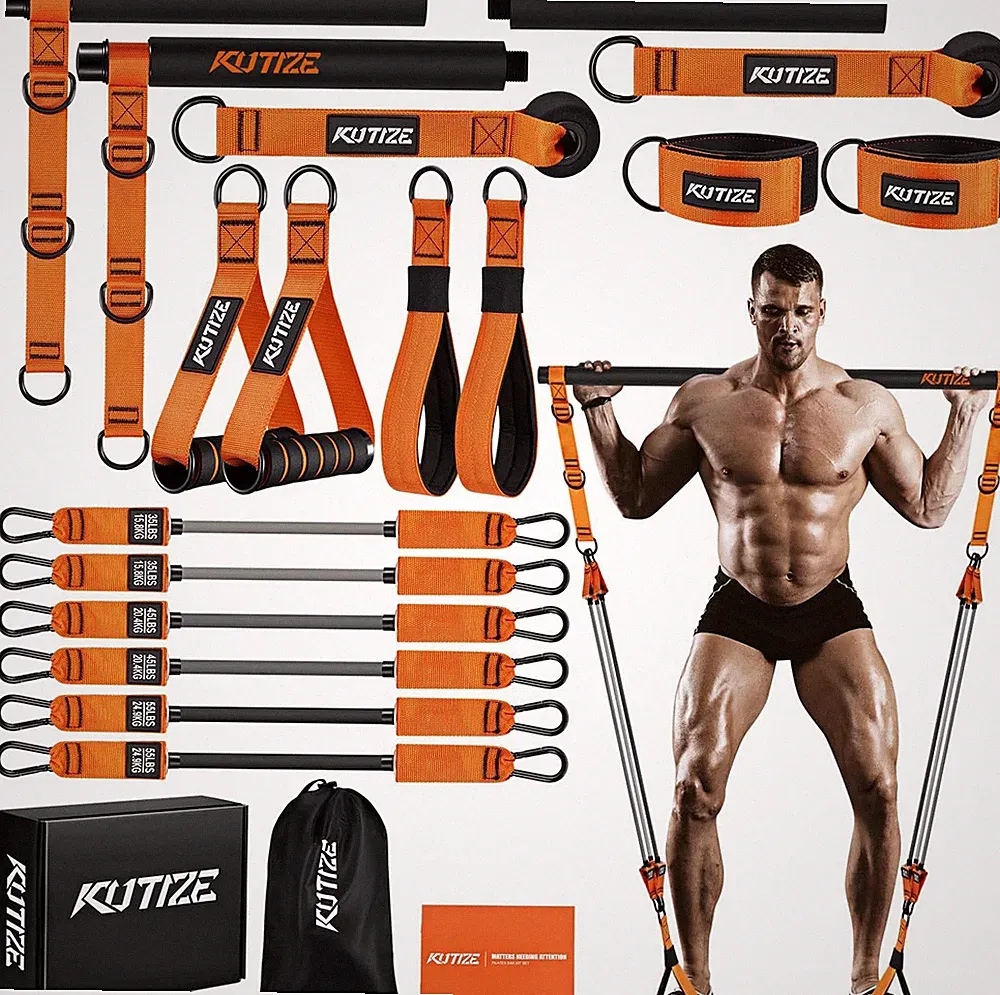 Pilates Bar Kit with Resistance Bands, Heavy Duty for Men, Training Bands with