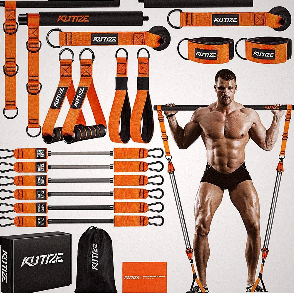 Pilates Bar Kit with Resistance Bands, Heavy Duty Pilates Equipment for Men, Str