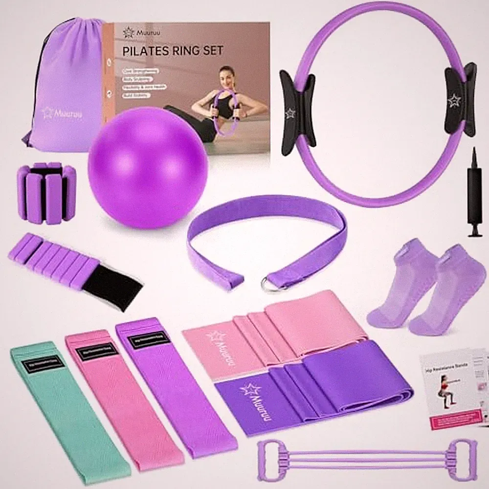 Pilates Kit Equipment, Pilates Ring and Ball for Women Home Workout Purple