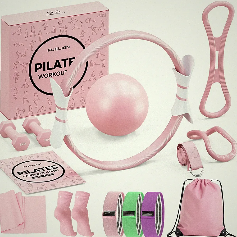 Pilates Ring Set for Women, Home Workout Pilates Equipment with Resistance Ba...