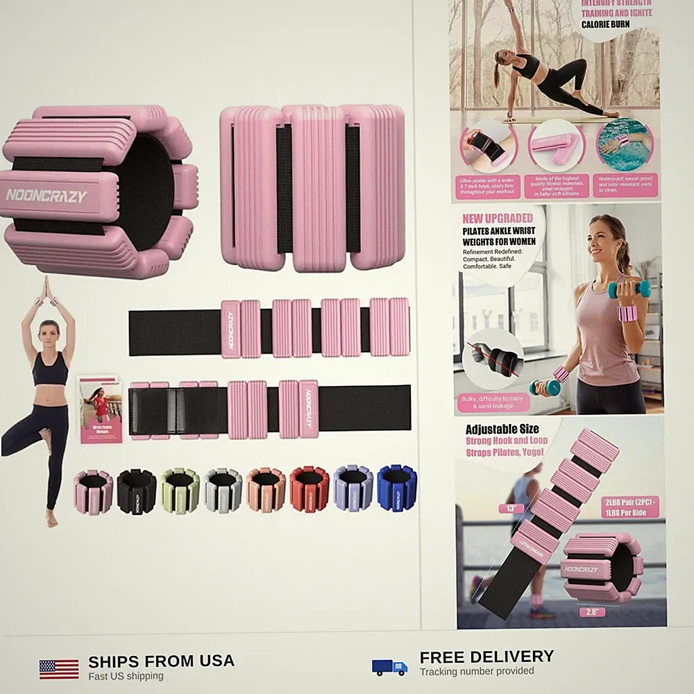 Pilates Wrist Ankle Weights for Women, Wearable Strong Arm & Leg Weights Set...