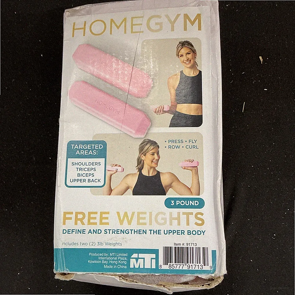 Pink 3lb Dumbbell Set of 2 Home Gym Weights for Women Men Strength Training