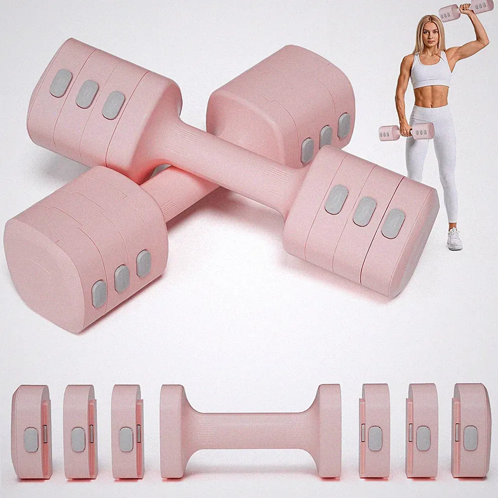 Pink Dumbbell Set for Women - Adjustable Kettlebell Weights Set, 4-in-1 Hand...