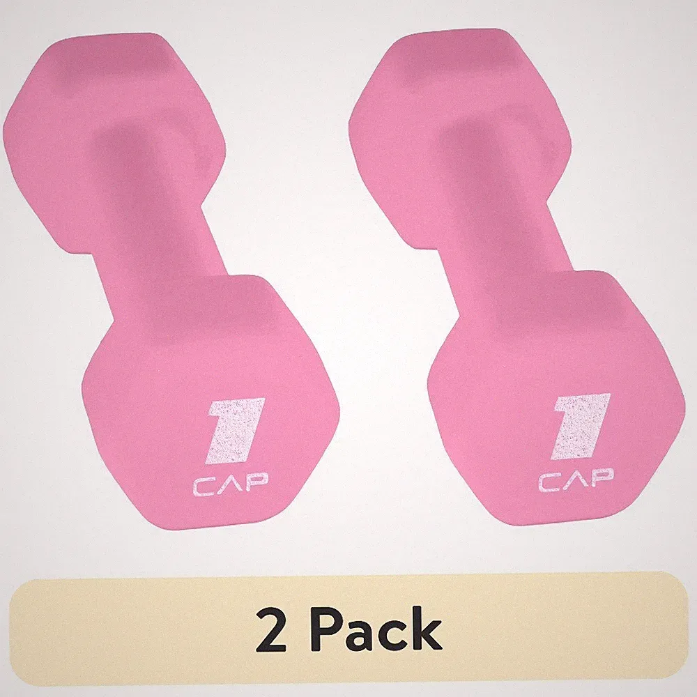 Pink Neoprene Dumbbell 1 Pound Pair 2 Pack Set Fitness Workout Weights