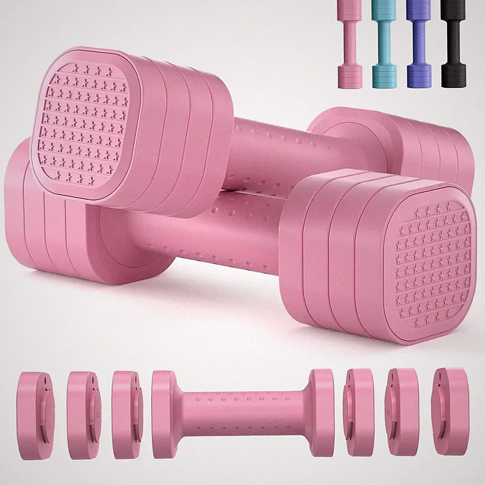 Pink Pair Adjustable Dumbbells,4-in-1 Weights Dumbbells Set,Each 2lb 3lb 4lb 5lb