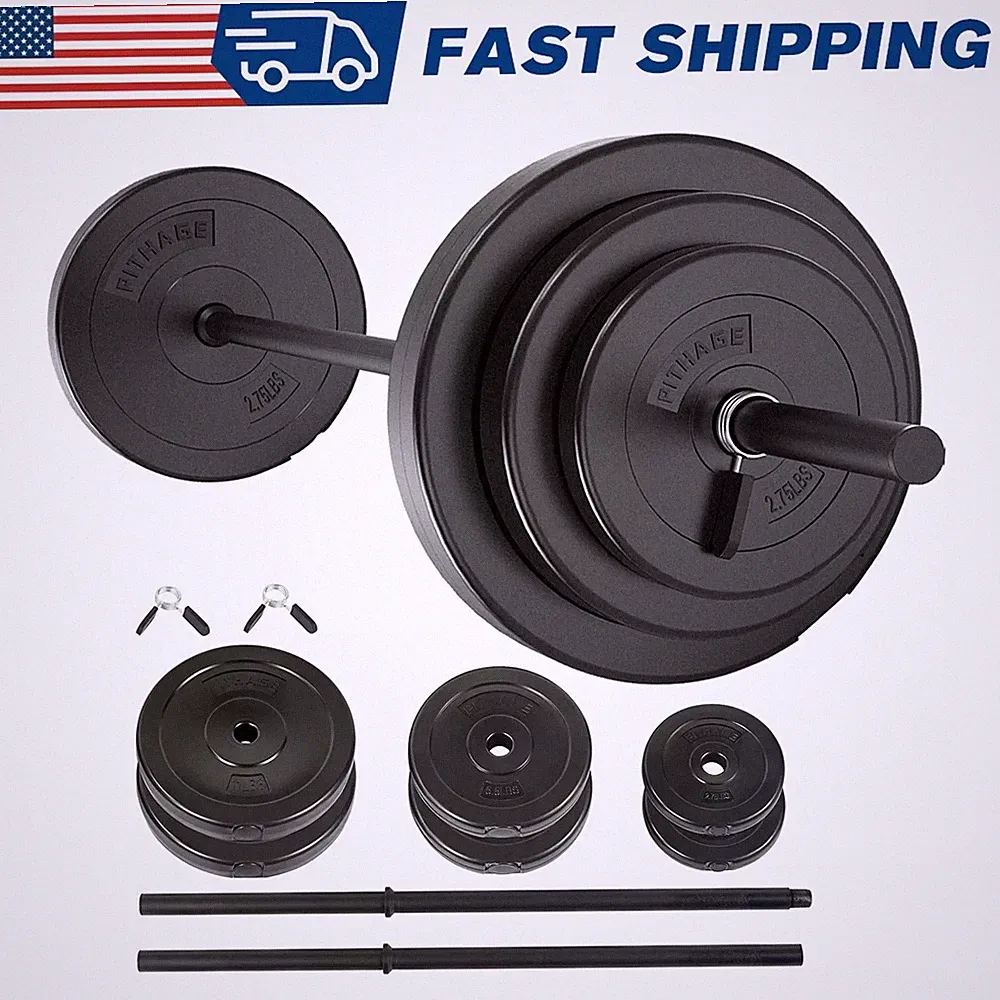 Pithage 45 lbs Barbell Weight Set Adjustable Weights Lifting for Home Gym Fitnes