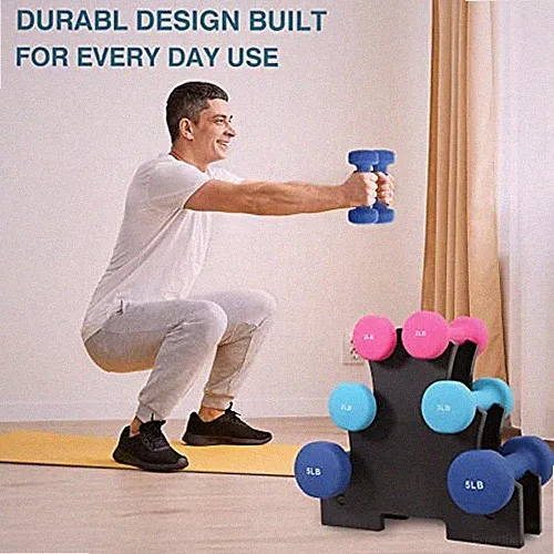 PONE FIRST Neoprene Coated Dumbbell Free Hand Weight Set with Rack Stand 20Lb