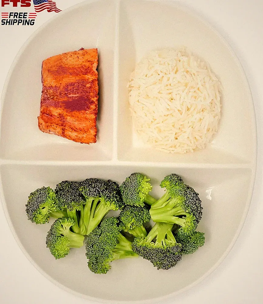 Porcelain Portion Control Plate for Adults Healthy Diet Weight Management