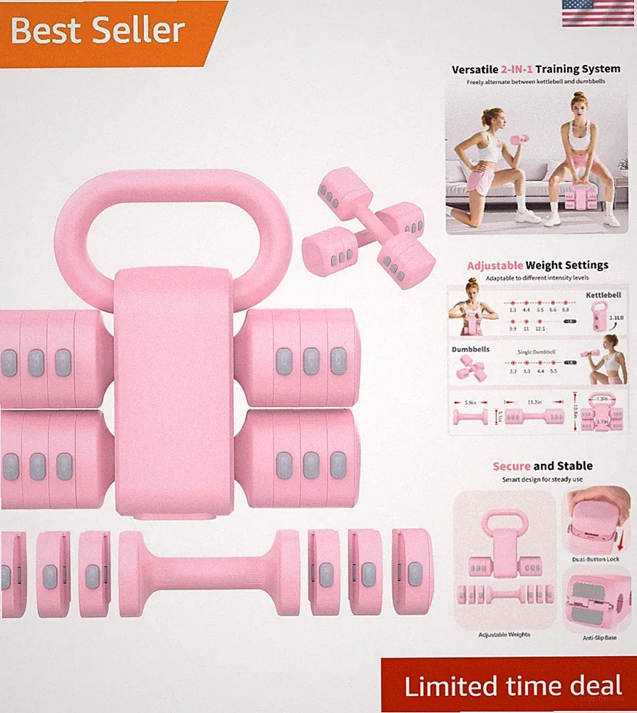 Portable 2-in-1 Adjustable Dumbbells Set: Customizable Weights for Home Workouts