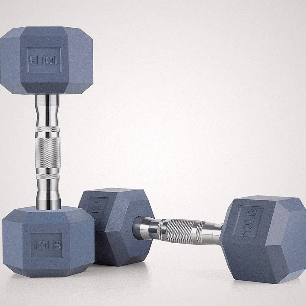 Portzon 8 Colors Options Compatible Set 2 Rubber Dumbbell Weight, Anti-Slip