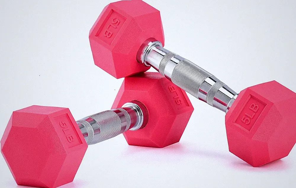 Portzon 8 Colors Options Compatible with Set of 2 Rubber Dumbbell Weight, 5-50 L
