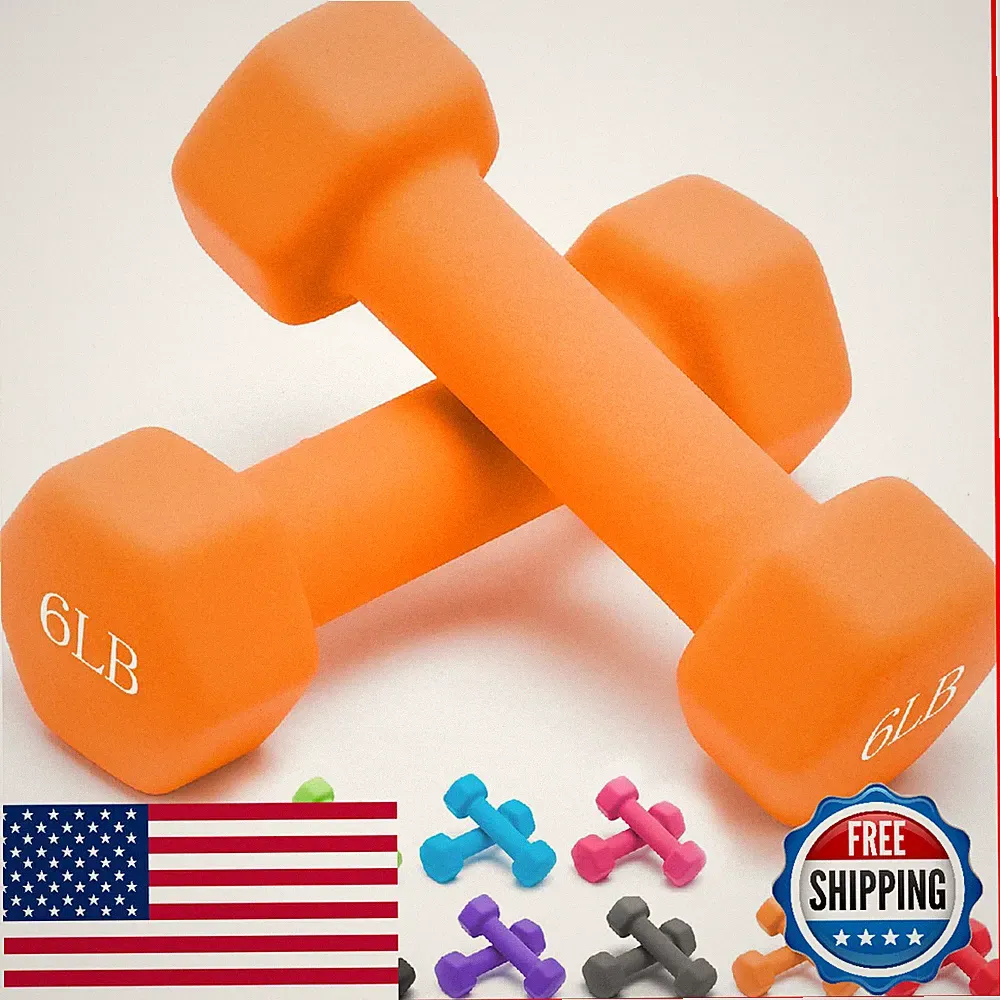 Portzon Neoprene Dumbbell Set: 2x 1-15 lb Weights, Non-Slip Grip, Total Body Wor